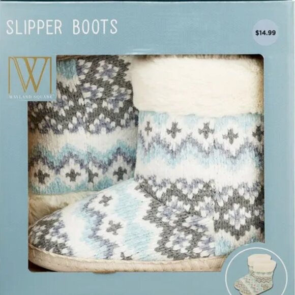 NIB Wayland Square Blue, Knitted Women's Slipper Boots Size 7 - Picture 1 of 3